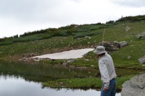 Fishing alpine lake near Vail co